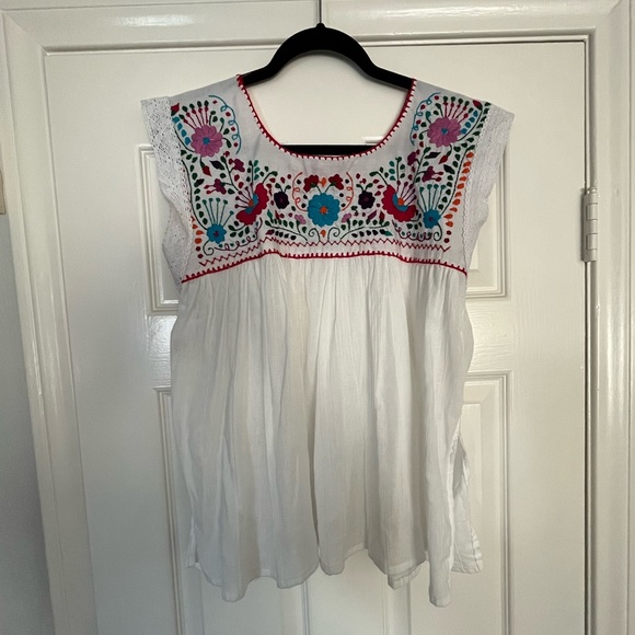 Small White Boho Erica Maree Embroidered Top - Picture 1 of 5